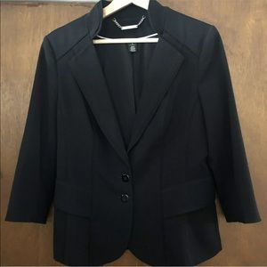 White House Black Market Black Blazer 3/4 Sleeve